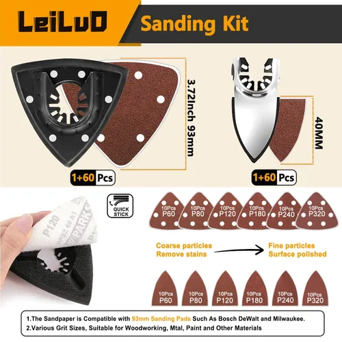 Miniatura 4 de LEILUO – Juego de 15 hojas oscilantes con dientes japoneses de aleación CRV para herramienta multifunción, ideales para cortar madera; incluye hojas