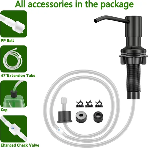 Miniatura 6 de Dispensador de jabón para fregadero de cocina, dispensador de jabón integrado, kit de tubo de extensión de 47 pulgadas, bomba dispensadora de loción