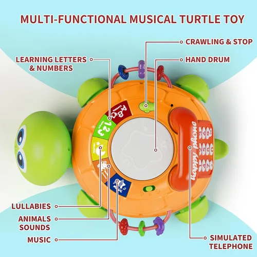 Miniatura 2 de Letapapa Juguetes para bebés de 6 a 12 meses, juguetes musicales de tortuga para bebés de 12 a 18 meses, juguete de gateo con luz y sonido, juguete