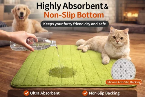 Miniatura 5 de Tapete lavable para cama de mascotas (23.6 x 15.8 pulgadas), paquete de 3 unidades para uso en interiores y exteriores, tapete suave para dormir