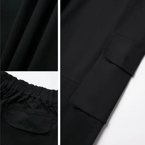 Miniatura 4 de AIFARLD Pantalones cargo para hombre, con múltiples bolsillos, pantalones de trabajo, de algodón, elásticos, cintura elástica, ajuste relajado