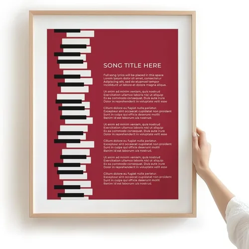 Miniatura 15 de Piano Keys Custom Songs Lyric Wall Art Print, Personalized Music Poster For Gallery Wall (Blue 11x14" Unframed Print)