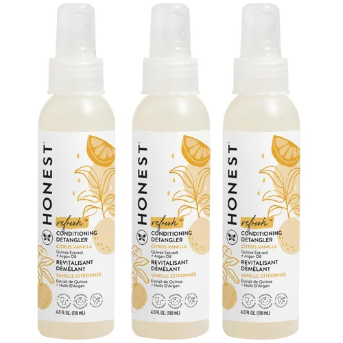The Honest Company - Espray acondicionador desenredante, naranja dulce con aroma a vainilla | Acondicionador ligero sin enjuague y espray