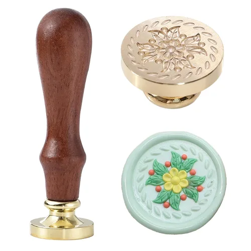Miniatura 32 de Sello de cera – Sello de cera de sellado de semillas de loto, sello floral y vegetal, cabeza de sello de flor de loto ovalada para tarjetas, sobres