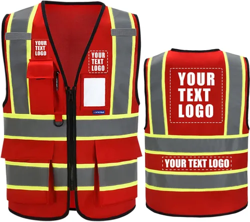 Miniatura 9 de AYKRM Chaleco de Seguridad de Construcción Personalizado con Logotipo Impreso de Alta Visibilidad Reflectante de 2 Tonos