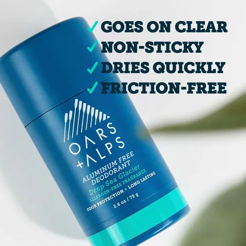 Miniatura 8 de Oars + Alps Desodorante sin aluminio para hombres Protección contra olores de larga duración, transparente y libre de residuos blancos