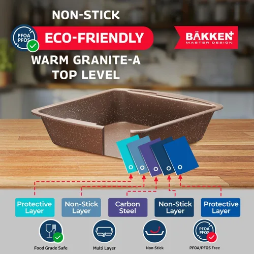Miniatura 4 de Bakken Master - Juego de utensilios de cocina y utensilios para hornear de granito de 38 piezas, revestimiento de granito antiadherente, ollas