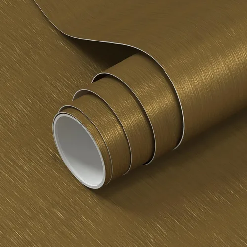 Papel de contacto de color latón dorado mate, 23.7 x 393.7 pulgadas, papel tapiz para despegar y pegar para gabinete de cocina, encimera, cubierta