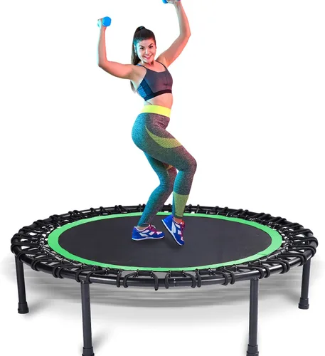 40" Mini Trampoline for Adults, Heavy-Duty Rebounder Trampoline with 30 Bungees - Silent Indoor Exercise Trampoline for Adults, Small Trampoline for