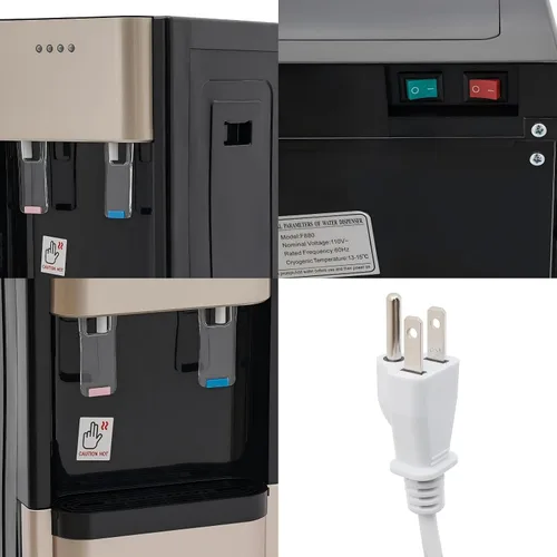 Miniatura 9 de Dispensador de enfriador de agua de carga inferior para botellas de 5 galones, dispensador de agua fría caliente de 110 V 620 W, enfriador de agua