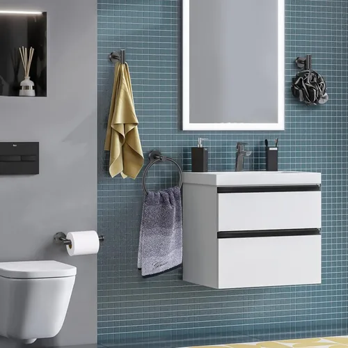 Miniatura 6 de Lairuier Juego de accesorios de baño, juego de 4 piezas de toallero que incluye soporte para papel higiénico, anillo para toallas y 2 ganchos