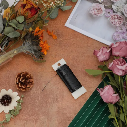 Miniatura 6 de Alambre floral de 38 yardas, 114 pies, alambre de paleta flexible de calibre 22 para coronas de manualidades, arreglos florales, envoltura de tallo
