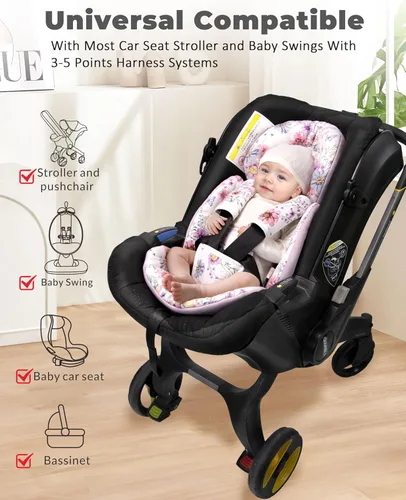 Miniatura 2 de TinlyFinly inserto de asiento de coche para bebé con almohadilla extra para prematuros a niños pequeños, inserto reversible para asiento de coche
