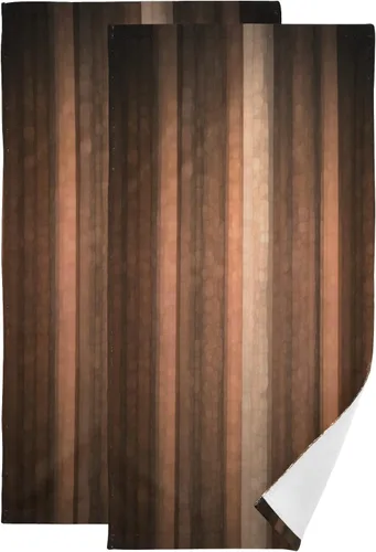 Juego de 2 toallas de mano para baño, marrón, naranja tierra, cobre y melocotón pálido, vidrio fresco abstracto y diseño de rayas vintage, suaves y