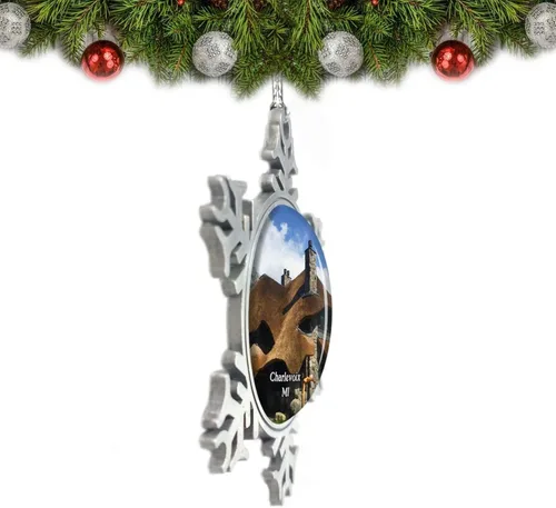 Miniatura 2 de Charlevoix Mushroom House Michigan USA Adorno de Navidad Decoración de árbol de cristal Metal Souvenir Regalo