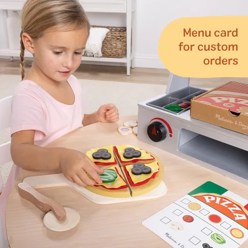 Miniatura 13 de Melissa & Doug - Juego de pizza de madera Top & Bake con comida de juguete (41 piezas) Juguete de preescolar, juego de comida de madera