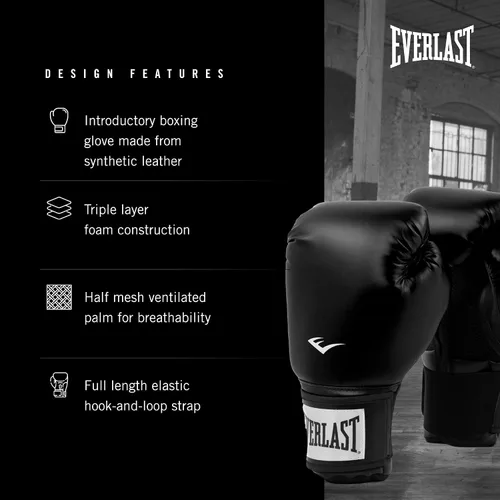 Miniatura 3 de Everlast Prostyle 2 Youth Boxing Gloves, Entry Level Training Gloves for Men and Women, Secure Fit Hook and Loop Closure & Ventilation, Heavy Bag &