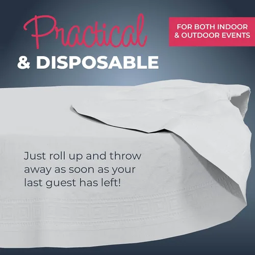Miniatura 6 de HOUZZKINGZ USA Manteles de papel para mesas redondas Paquete de 4 Manteles de papel y plástico de primera calidad de 3 capas para fiestas