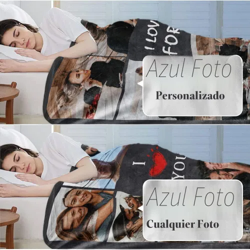Miniatura 3 de DayOfShe Manta personalizada con foto "I Love You Girlfriend Boy", mantas personalizadas para mamá, papá, pareja, marido y esposa, regalos