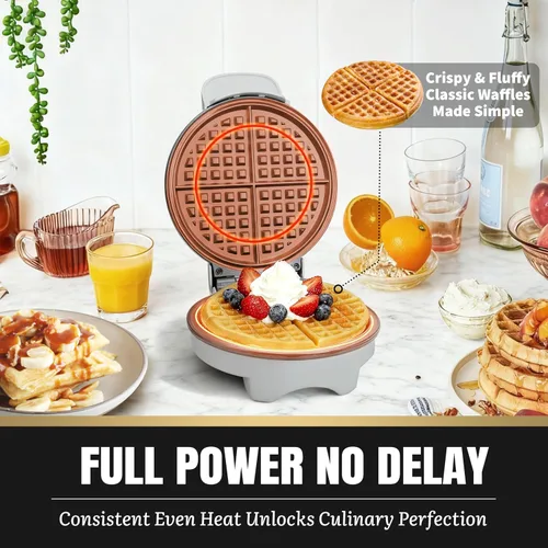 Miniatura 3 de FineMade Máquina para Hacer Waffles Belga con Placas Desmontables, Waflera Eléctrica, Gran Plancha para Waffles, Prensa para Panini de 3 en 1