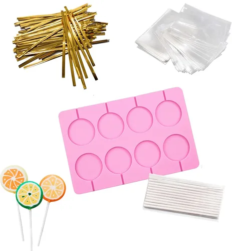 Miniatura 7 de Moldes de silicona para piruletas de 12 cavidades, molde de caramelo duro de chocolate con 50 palitos para piruletas de 4 pulgadas, bolsas