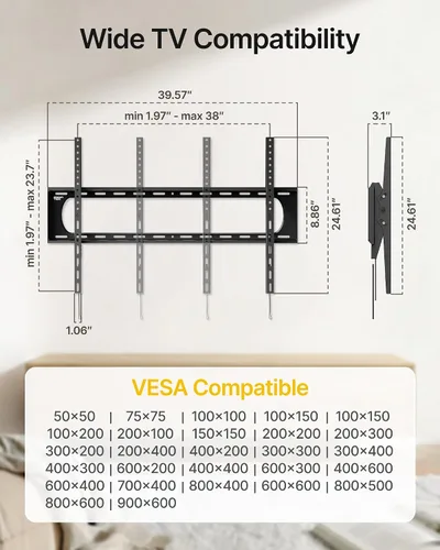 Miniatura 6 de monTEK Soporte de pared para TV con inclinación de alta resistencia para televisores grandes de 60–120” hasta 136 kg, probado 4 veces por seguridad
