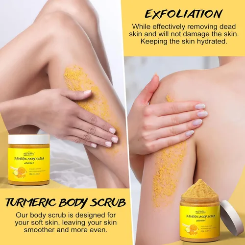 Miniatura 2 de POP MODERN.C Exfoliante corporal de cúrcuma y vitamina C para eliminar la piel muerta, mejora las manchas oscuras, acné, exfoliante orgánico natural