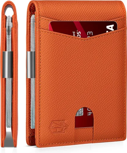 Miniatura 7 de Zitahli - Billetera delgada con 12 ranuras para tarjetas, ventana de identificación con clip para dinero, bolsillo frontal RFID plegable, pequeña