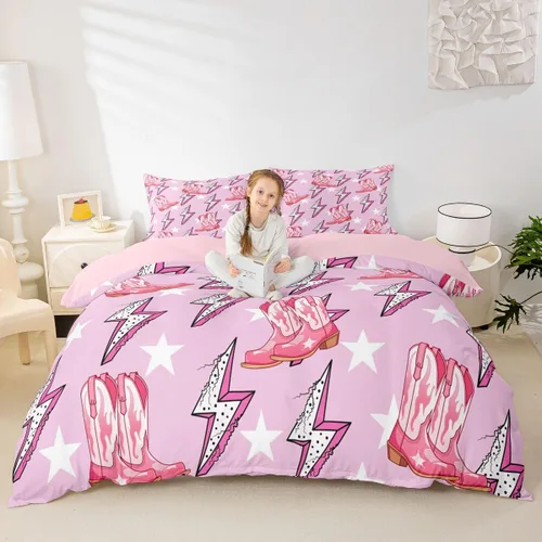 Miniatura 26 de Juego de funda de edredón con lazo de dibujos animados para niños, tamaño individual, juego de ropa de cama de mariquita, escarabajo, insecto