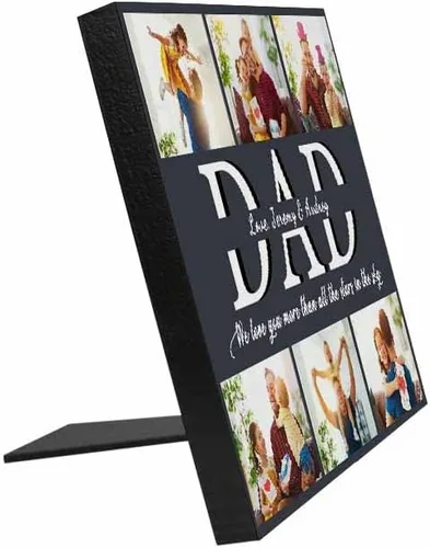 Miniatura 2 de InterestPrint Panel de fotos personalizado para papá y nombre para exhibición de mesa, Papá te amamos más que todas las estrellas en el cielo, marco