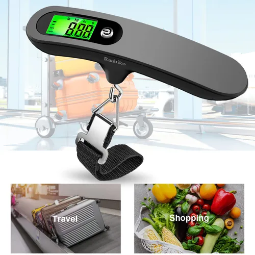Miniatura 2 de Raabiko Báscula digital de equipaje, báscula digital portátil para equipaje con capacidad de 110 libras, batería incluida, color negro