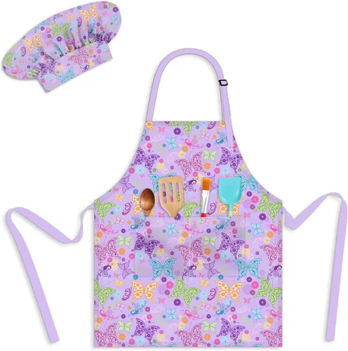 Miniatura 10 de Delantales para Niños para Niñas Delantales para Niños Pequeños con Bolsillos para Niños Cocinar Hornear Pintar Manualidades Arte Jardinería Caballo