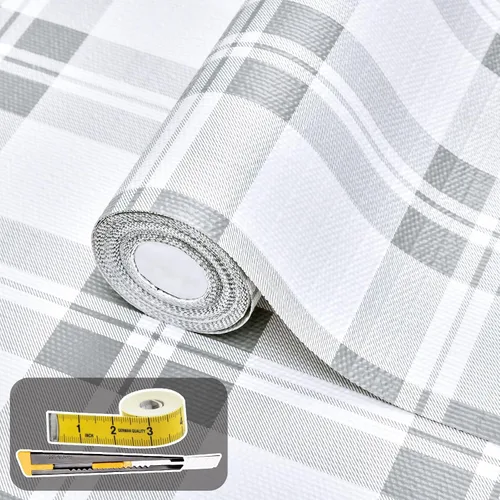 Miniatura 29 de Lámina para revestir estantes y cajones de cocina y baño, impermeable, antideslizante, sin adhesivo, fácil de limpiar, incluye cuchillo y cinta