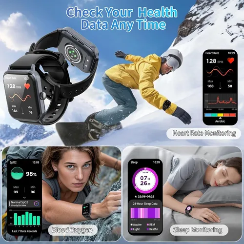 Miniatura 5 de Reloj inteligente para hombres y mujeres con llamadas, rastreador de actividad física de 1.83 pulgadas con monitor de frecuencia cardíaca/sueño