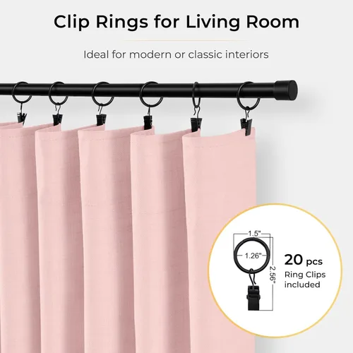 Miniatura 3 de INOVADAY Cortinas 100% opacas para dormitorio, cortinas opacas de 84 pulgadas de largo, cortinas opacas de lino con anillos de clip, aislamiento