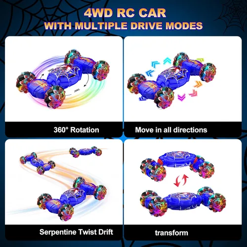 Miniatura 6 de Auto de control remoto, auto de acrobacias RC con detección de gestos, vehículo todoterreno transformado 4WD para rotación y deriva de 360°, autos