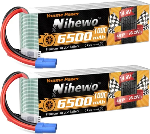 4S Lipo - Batería de 6500 mAh 14.8 V RC 100C con conector EC5, funda suave para escala 1/7 1/8, automóvil, camión, vehículos, tanque, barco, avión,