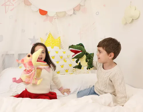 Miniatura 5 de Marionetas de mano, marionetas para niños, marionetas de dinosaurio, juguetes de dinosaurio, marioneta de dinosaurio de peluche, marioneta de mano