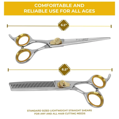 Miniatura 2 de SHARF Gold Touch - Kit de tijeras rectas de 6.5 pulgadas y tijeras de adelgazamiento de 30 dientes 440C, tijeras de peluquería profesionales