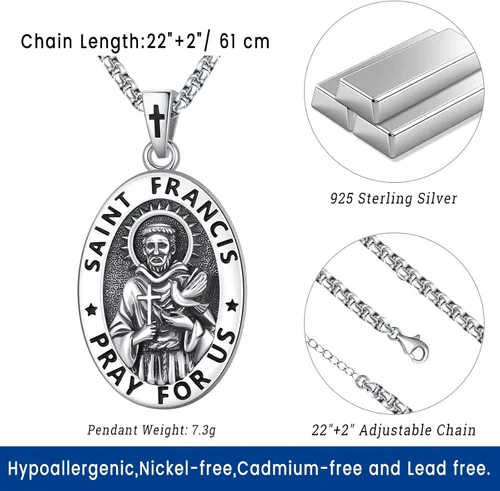 Miniatura 177 de Eusense San Miguel San Cristóbal San Benito San Judas Virgen María Collar chapado en oro 925 joyería religiosa para hombres y mujeres, collar