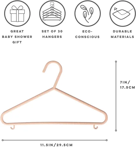 Miniatura 2 de 3 Sprouts Perchas de Plástico de Paja de Trigo - Paquete de 30 Perchas para Niños Pequeños para Ropa de Niños y Bebés, Abrigos - Ideal para Niñas