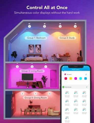 Miniatura 7 de Govee Iluminación Empotrada Inteligente Retrofit de 6 Pulgadas, Luces Empotradas Retrofit RGBWW de Conexión Directa Wi-Fi Bluetooth, 65 Modos