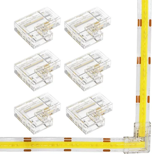 Miniatura 11 de MJJC 6 conectores de esquina de luz LED COB de 2 pines de 0.394 in, en forma de L, tira de 90 grados para tira de conectores rápidos sin soldadura