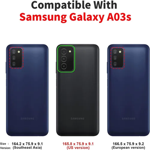 Miniatura 2 de Funda tipo cartera para Samsung Galaxy A03S, funda plegable de piel de alta calidad, con bloqueo RFID, tarjetero y soporte magnético tipo folio, TPU