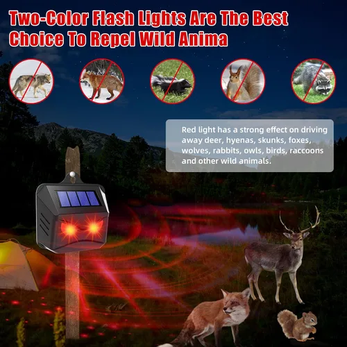 Miniatura 3 de Paquete de 8 repelentes solares nocturnos de animales para exteriores con ojos depredadores rojos, luces disuasorias de animales nocturnos