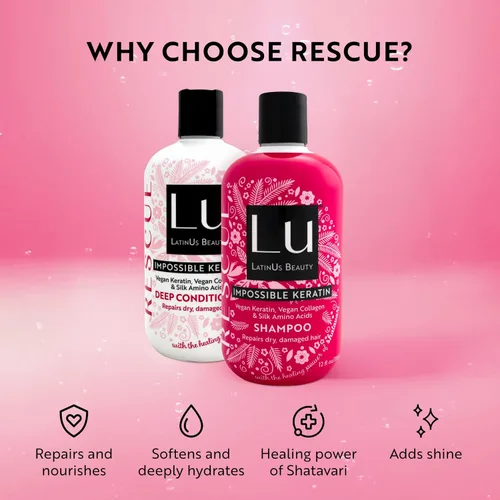 Miniatura 3 de LatinUs Beauty, RESCUE Impossible Keratin, Dúo para el Cuidado del Cabello: Shampoo + Acondicionador con Shatavari