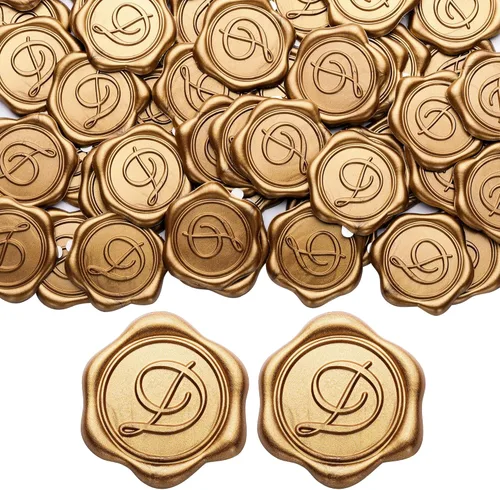 Miniatura 28 de Yoption - Pegatinas de sello de cera con letra inicial del alfabeto L, paquete de 100 unidades, autoadhesivas, estilo antiguo dorado, para sobres
