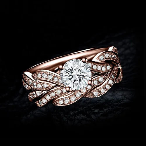 Miniatura 15 de JewelryPalace Anillos de compromiso para mujer, plata de ley 925 chapada en oro de 14 quilates, anillos de promesa de circonita cúbica para ella