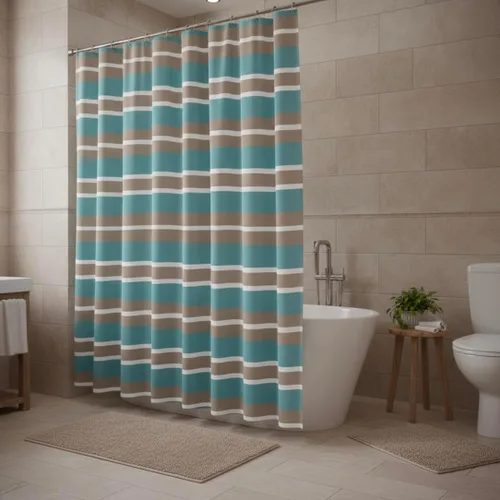 Miniatura 24 de Serafina Home Cortina de ducha bohemia, diseño floral de mandala azul marino, verde azulado, blanco, tela, 72 x 72 pulgadas, resistente a