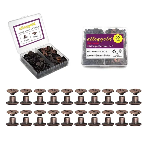 Miniatura 36 de 50 Juegos M5*6 Negro Pistola Kit de Tornillos Chicago Remaches de Cuero Tornillos Remaches Chicago Botones de Tornillos DIY Acabado de Cuero